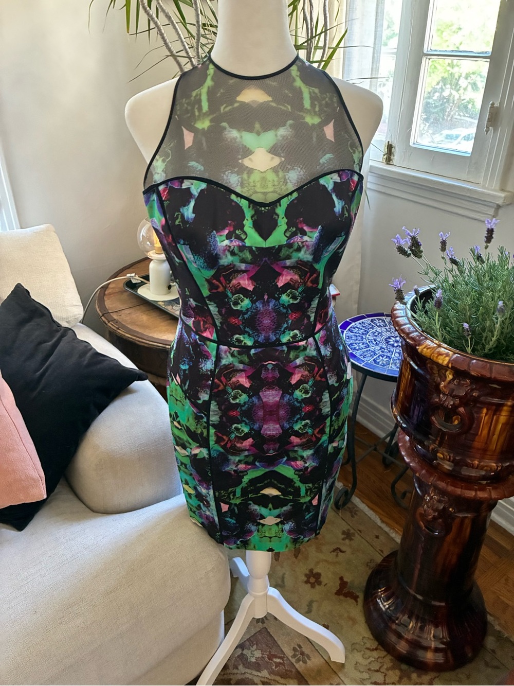 Designer vintage cocktail dress punk rock fitted 80s